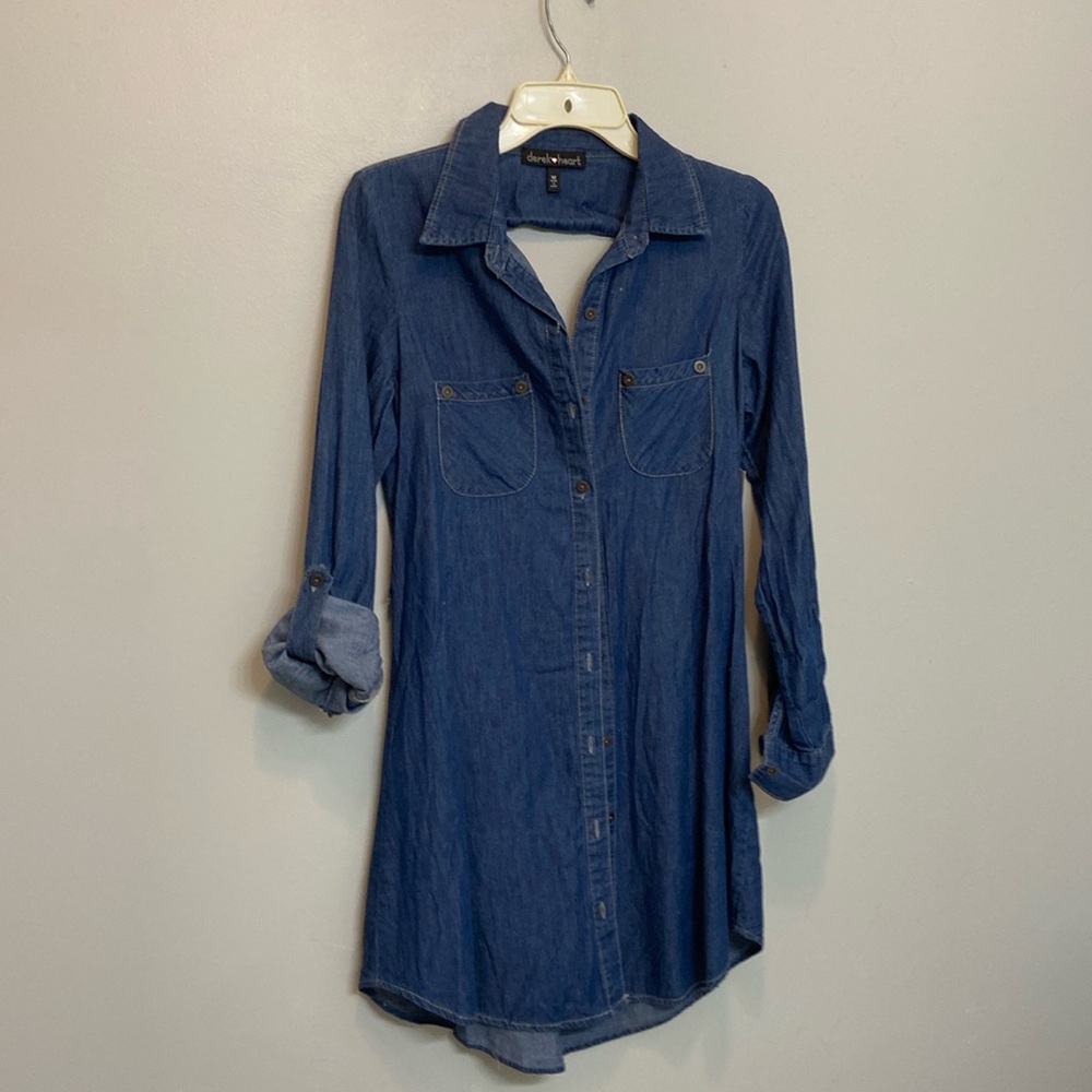 Blue jean shirt dress with back cut out never worn